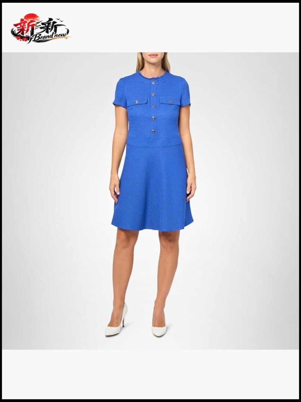 Short Sleeve Fit and Flare Shirt Dress with Pockets